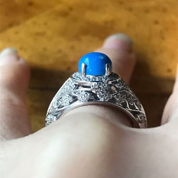 Natural Ceruleite Sterling Silver Ring Size 7 - Picture 3 of 8